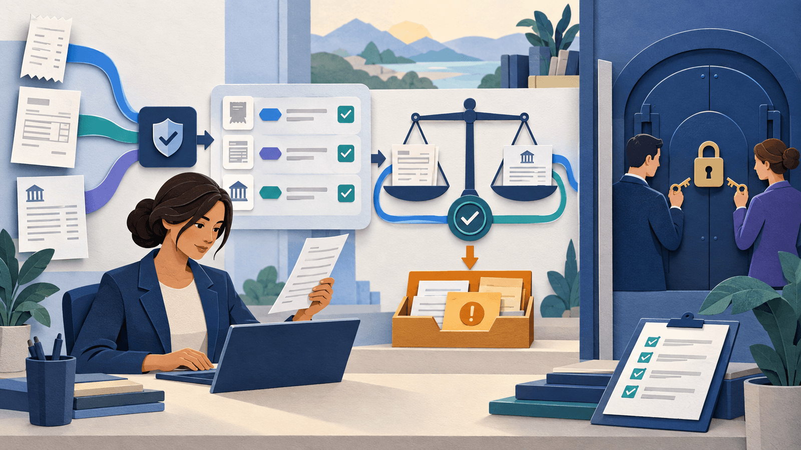 AI Bookkeeping Assistant: Preparation, Controls, and Boundaries — NextTeammate guide Editorial illustration for AI Bookkeeping Assistant: Preparation, Controls, and Boundaries