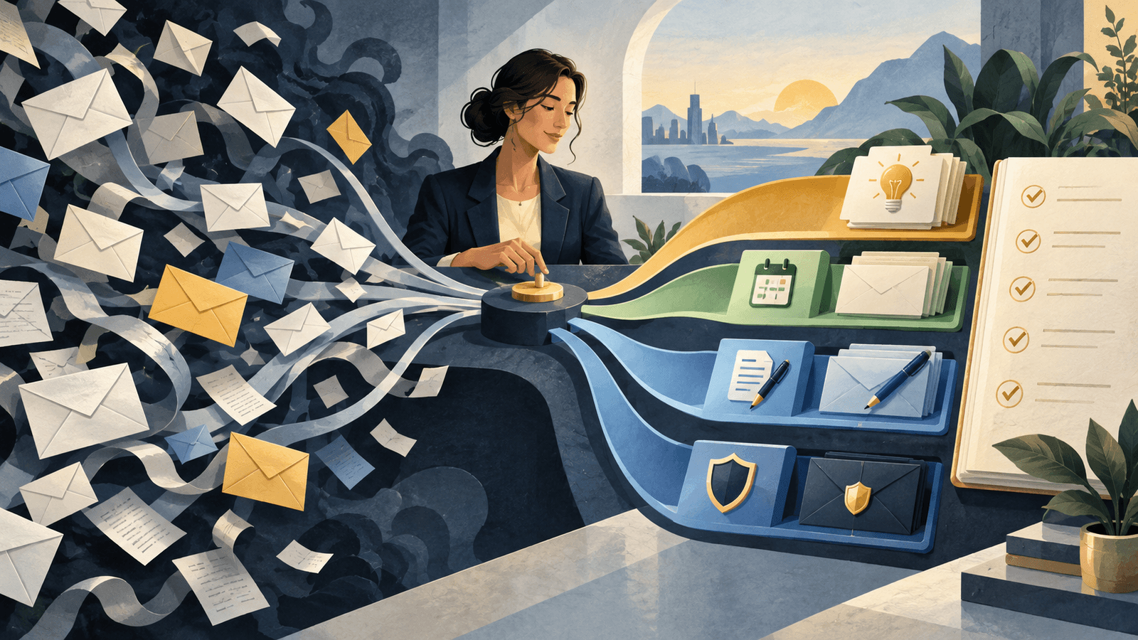 AI Email Manager: Inbox Triage and Follow-Through Systems — NextTeammate guide Editorial illustration for AI Email Manager: Inbox Triage and Follow-Through Systems