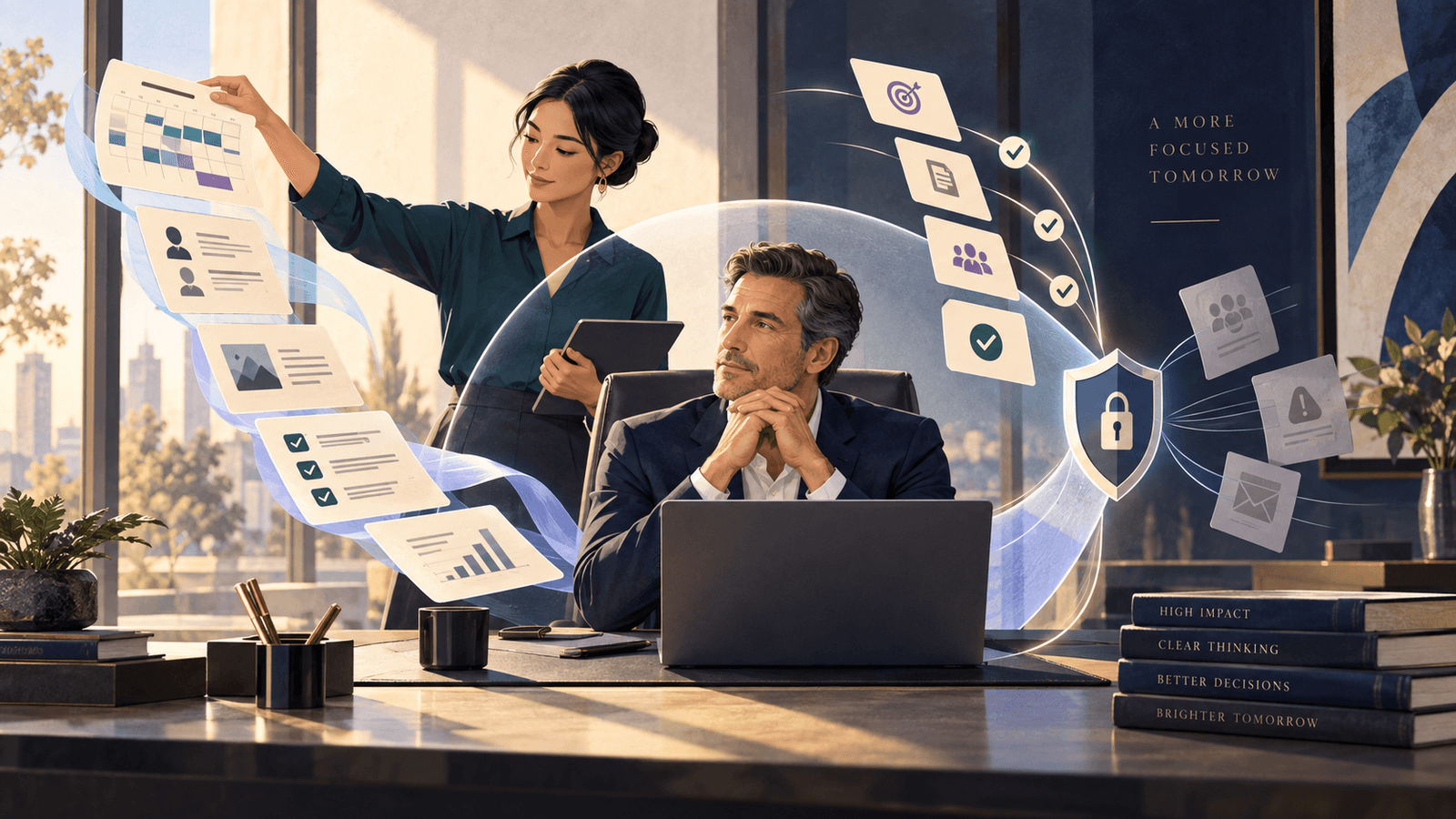 AI Executive Assistant: Responsibilities, Workflows, and Boundaries — NextTeammate guide Editorial illustration for AI Executive Assistant: Responsibilities, Workflows, and Boundaries