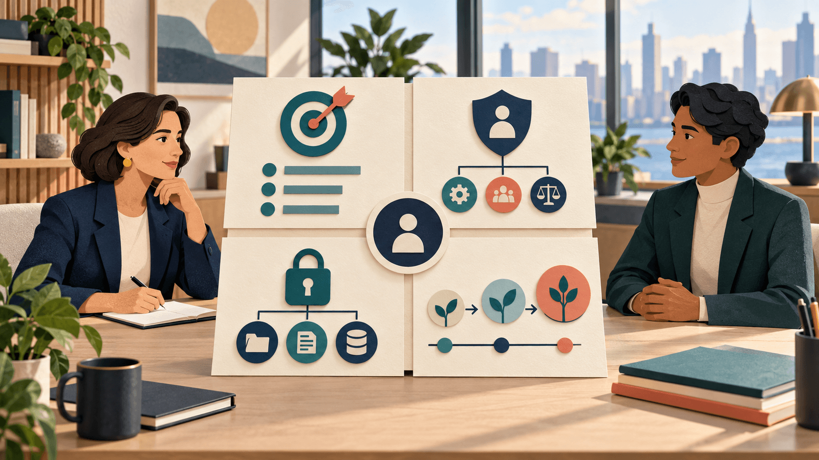 How to Write an AI-Native Executive Assistant Job Description — NextTeammate guide Editorial illustration for How to Write an AI-Native Executive Assistant Job Description
