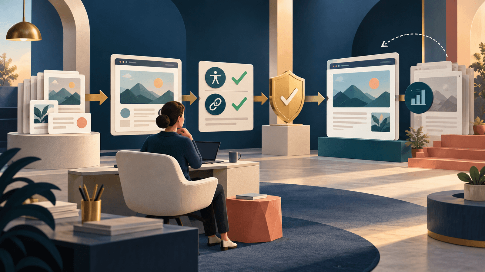 AI Website Manager: Safe, Approved Site Operations — NextTeammate guide Editorial illustration for AI Website Manager: Safe, Approved Site Operations