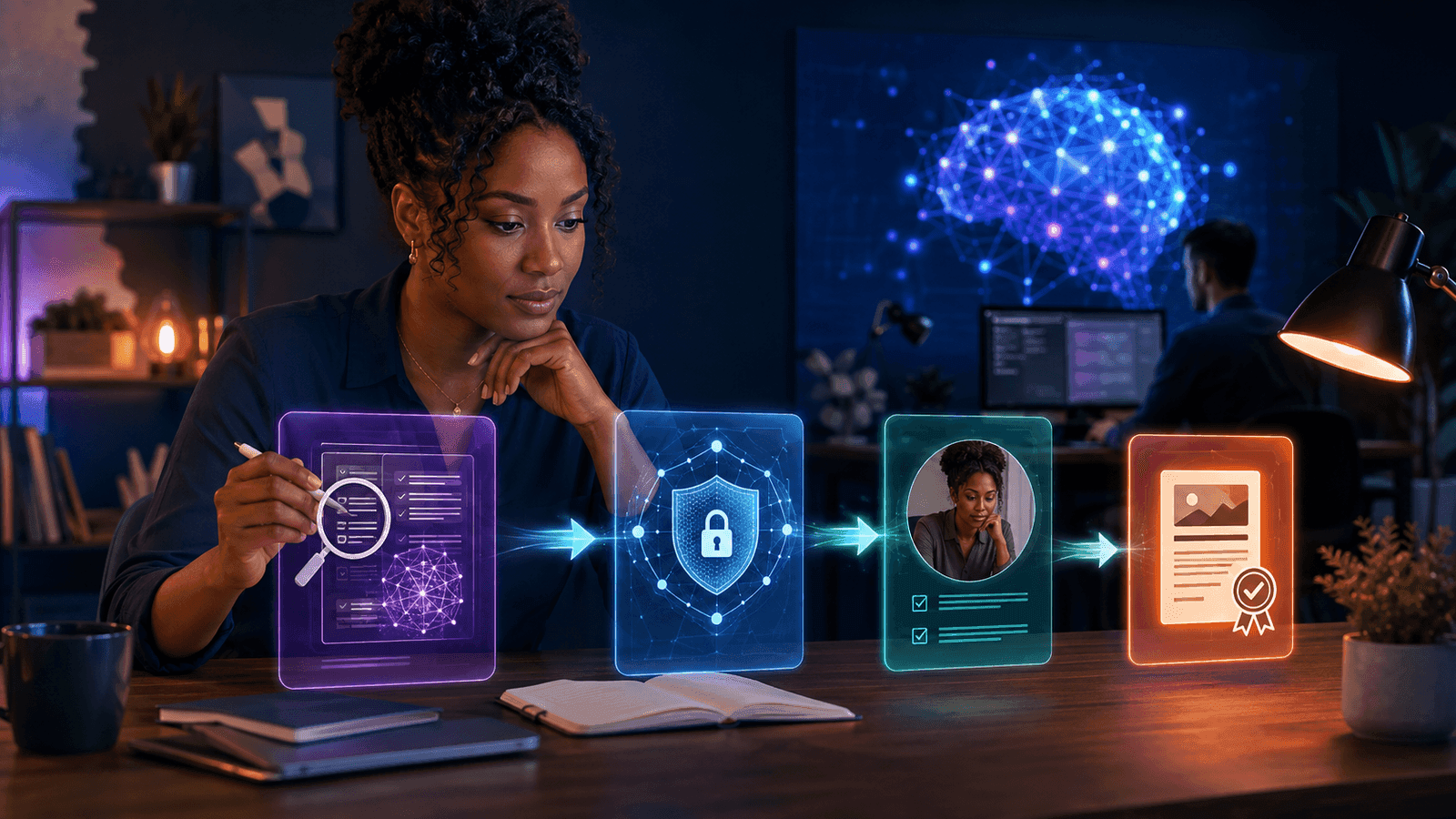Can a Virtual Assistant Use AI for My Business Safely? — NextTeammate guide Editorial illustration for Can a Virtual Assistant Use AI for My Business Safely?