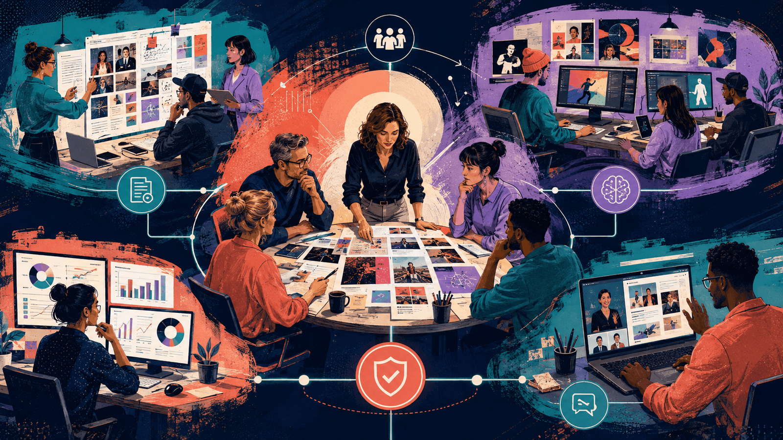 How Agency Owners Can Integrate AI Into Their Agency — NextTeammate guide Editorial illustration for How Agency Owners Can Integrate AI Into Their Agency