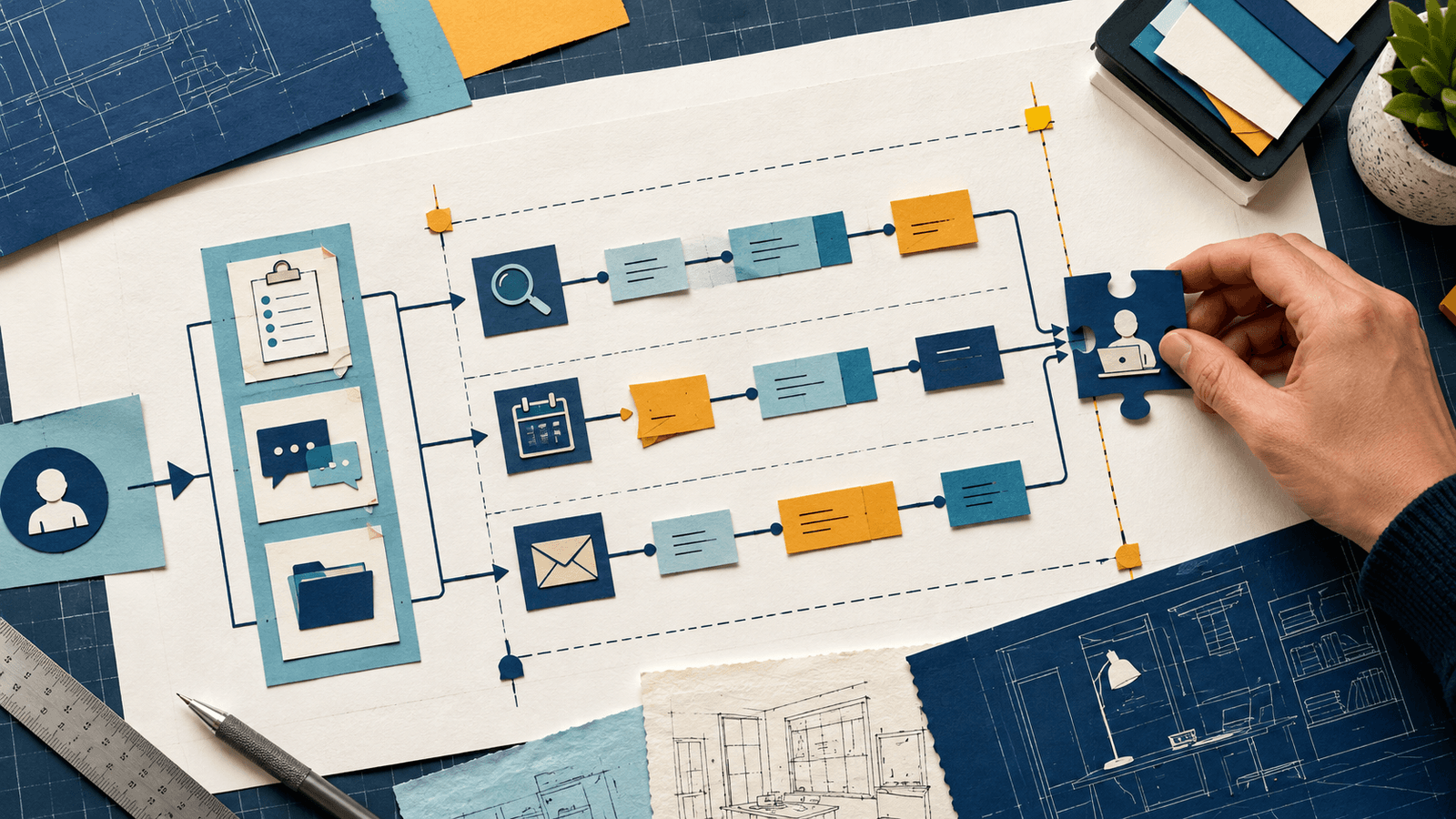 How to Write a Virtual Assistant Job Description That Attracts the Right Person — NextTeammate guide Editorial illustration for How to Write a Virtual Assistant Job Description That Attracts the Right Person