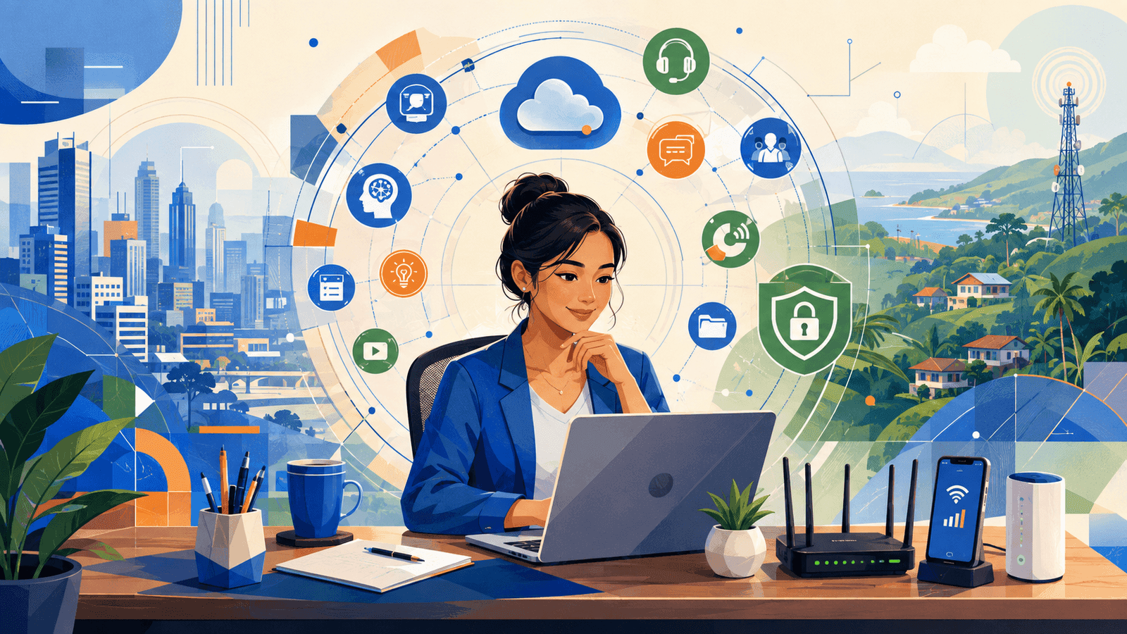Philippines Virtual Assistants: Education, Internet, and Digital Skills — NextTeammate guide Editorial illustration for Philippines Virtual Assistants: Education, Internet, and Digital Skills