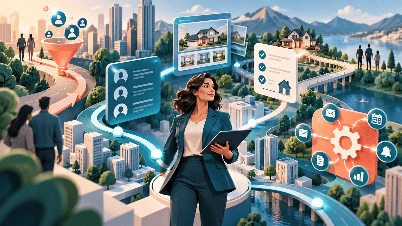 Top 5 AI Tools for Realtors in 2026 — NextTeammate guide Editorial illustration for Top 5 AI Tools for Realtors in 2026