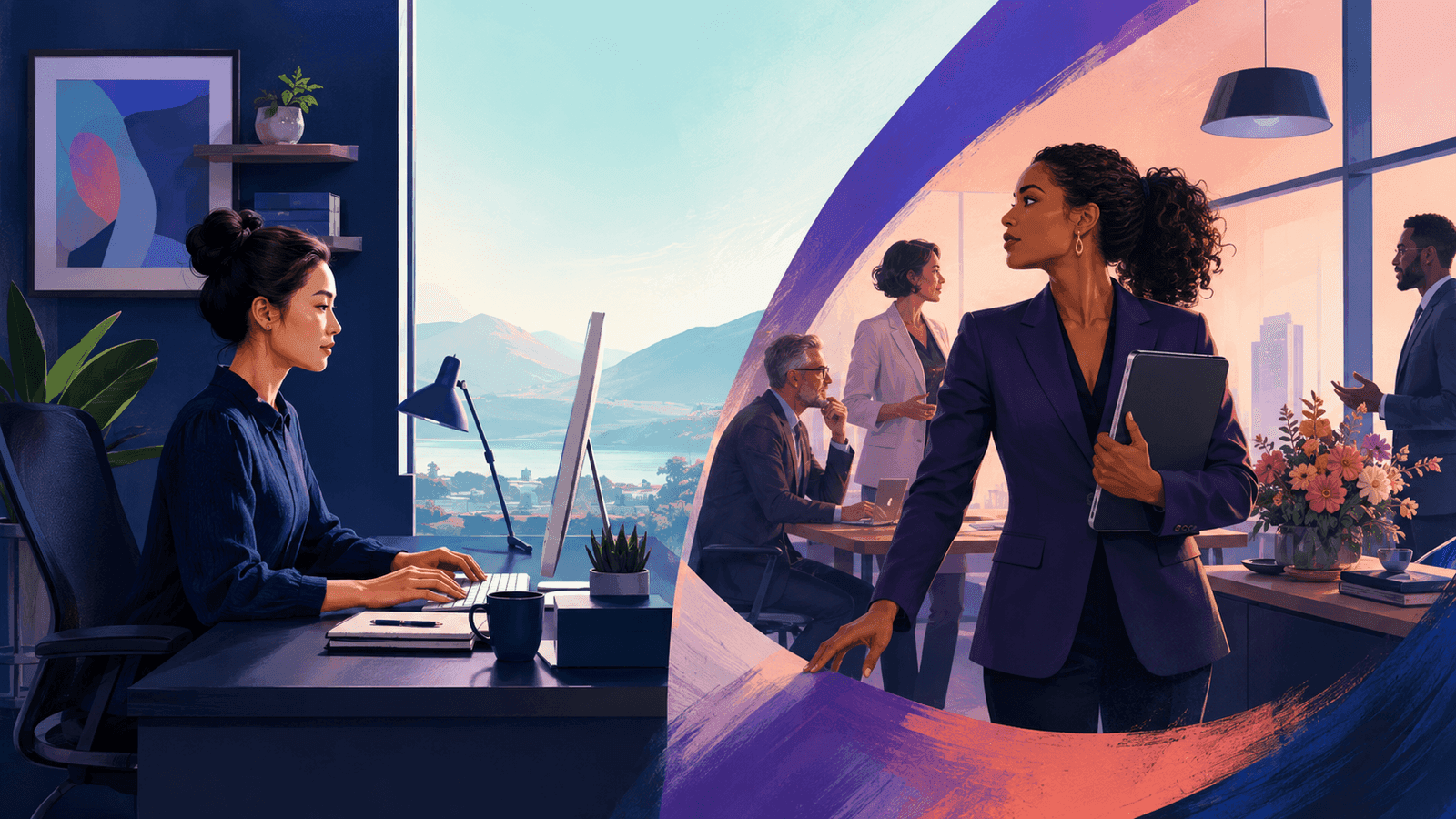 Virtual Assistant vs. Executive Assistant: Which Support Do You Need? — NextTeammate guide Editorial illustration for Virtual Assistant vs. Executive Assistant: Which Support Do You Need?